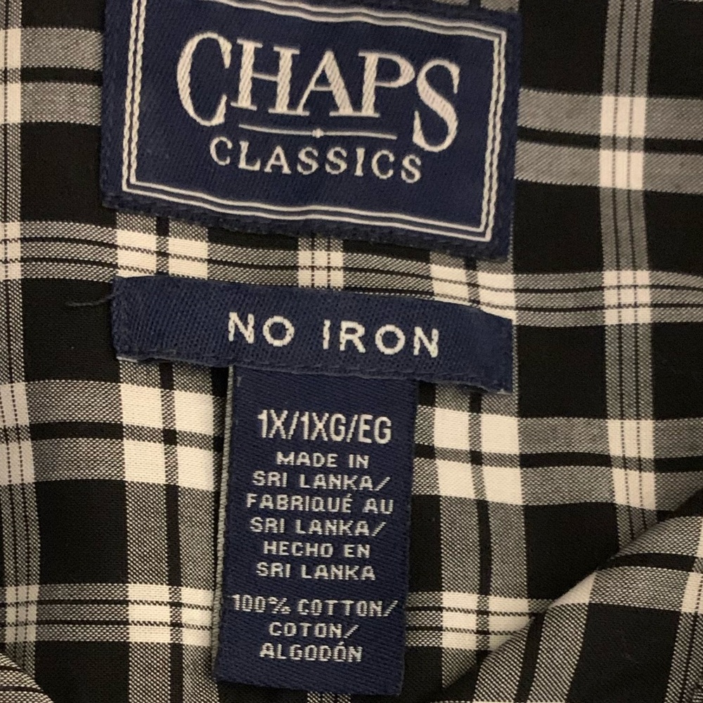 NWOT CHAPS CLASSICS LS No Iron Cotton Plaid Shirt - Picture 3 of 5